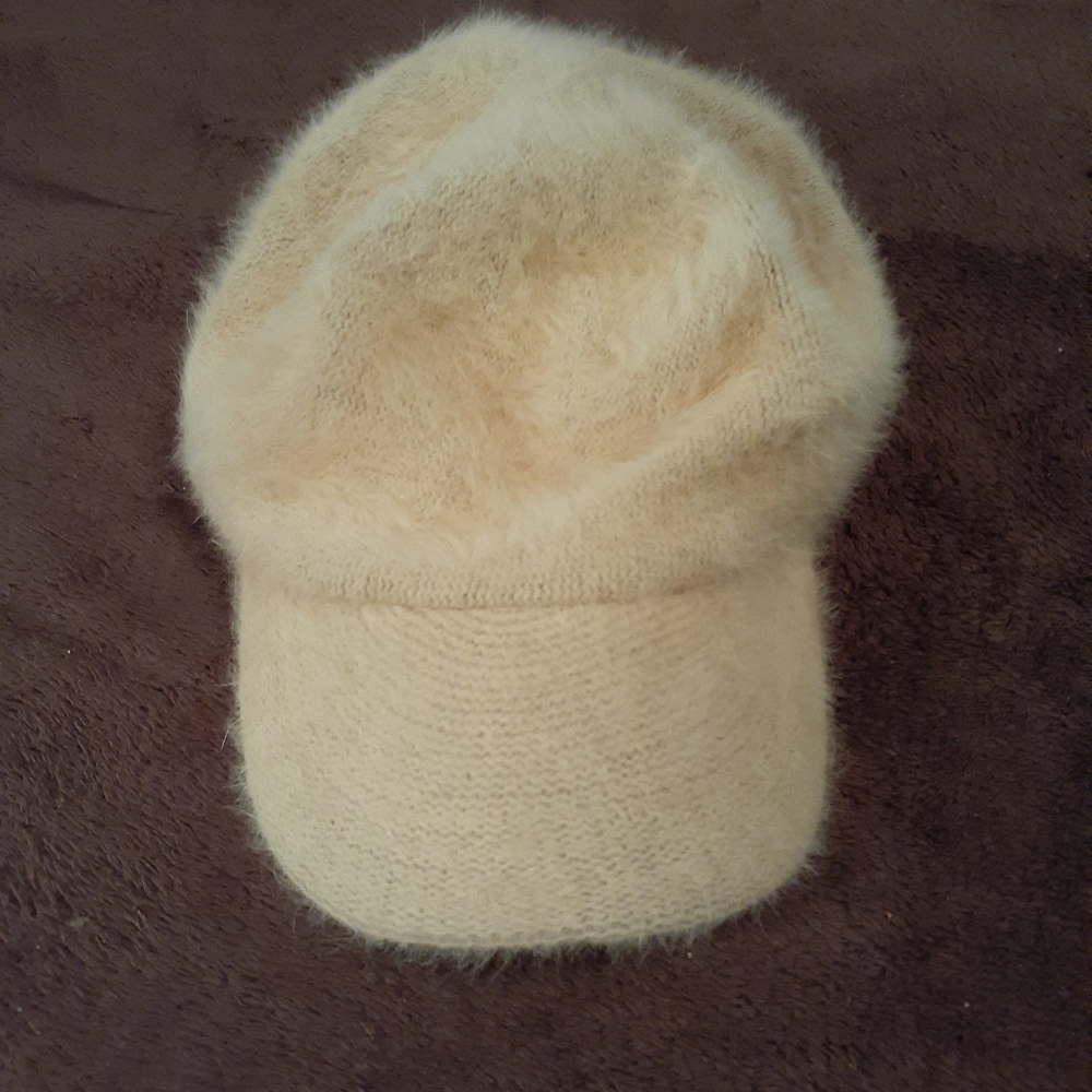 Furry khaki colored hat